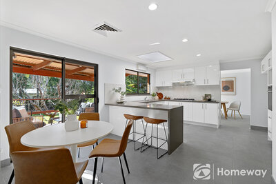 Covered deck entertaining area